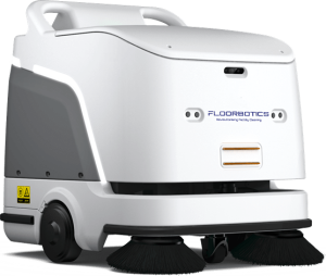 The FloorBot Max 80, a commercial robotic vacuum designed to tackle the unique cleaning challenges of warehouse environments.